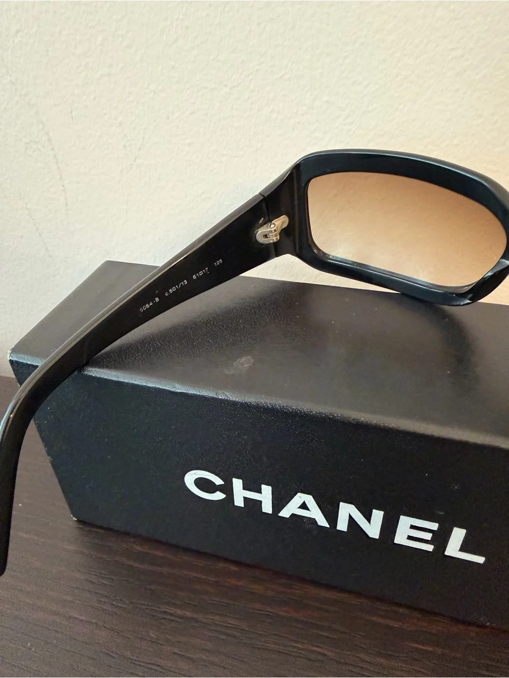 Vintage CHANEL Black Frame Sunglasses with Swarovski Crystal Logos